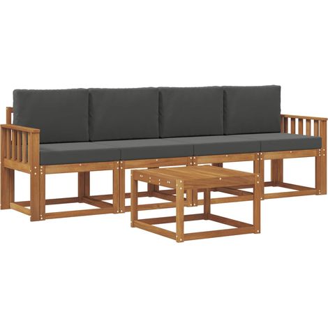 Conjunto de sofás de exterior 5 uds. Natural y Antracita vidaXL (1/5)