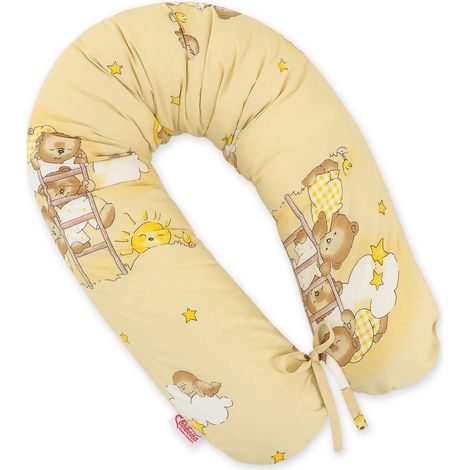Almohada de embarazo más larga para que las embarazadas duerman + funda extraíble - Ositos en nubes amarillos (1/5)