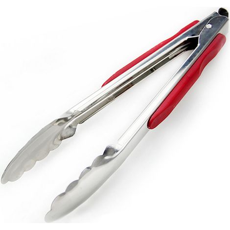Pince de cuisine de 23 cm en acier inoxydable, à ressort épais et précis, antidérapante et facile à nettoyer.