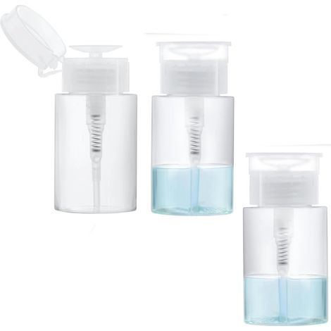 3 pièces - Distributeur à pompe - Distributeur cosmétique rechargeable à pompe - Distributeur d'alcool en polypropylène - Flacon à pompe One-Touch avec bouchon (150 ml) (1/5)