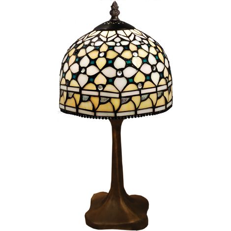 Lampe de table Tiffany avec base profilée Série Queen D-20cm