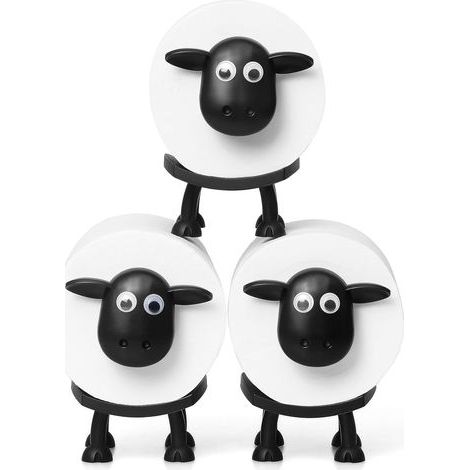Sheep Toilet Roll Holder - Funny Toilet Paper Holder Free Standing Bathroom Set - 3D Printed Black Sheep Loo Roll Holder - Hilarious Tissue Paper Roll Storage - Cute Bathroom Decor - Set of 3 (1/5)