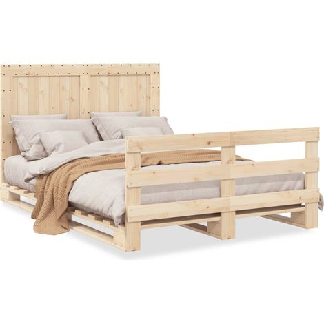 Cadre de lit avec tête de lit 140x200 bois de pin massif