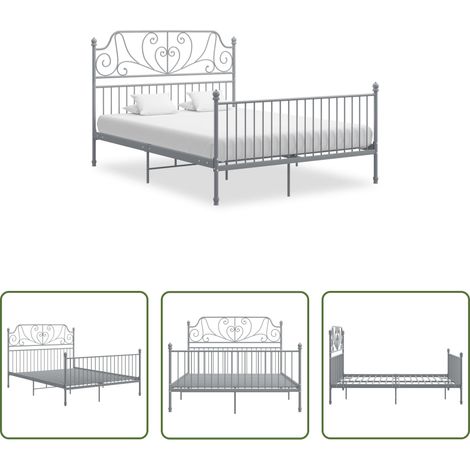 vidaXL Sommeil -  Cadre de lit sans matelas gris métal 160x200 cm (1/5)
