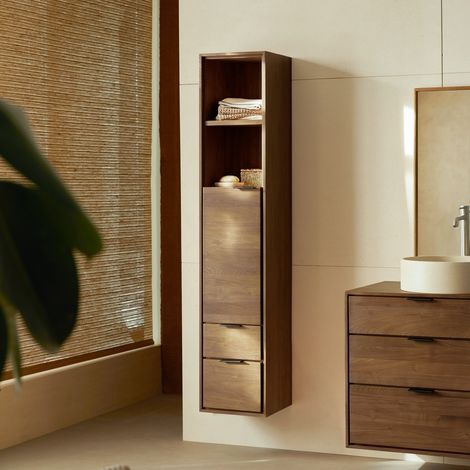 Tikamoon Senson Colonne de salle de bain en noyer H 150 cm × L 30 cm × P 30.5 cm (1/5)