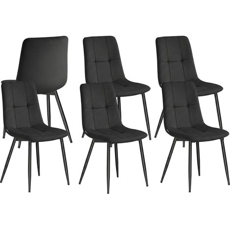 Chaises de Salle à Manger et Chaises de Cuisine Ensemble, en Velours Confortable, 43 x 51 x 82 cm, Noir (1/5)