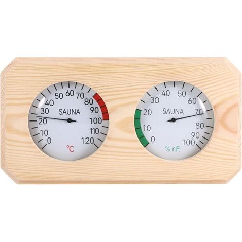 Thermomètre De Sauna 2 En 1, Thermo-Hygromètre En Bois, Haute Précision, Hygromètre En Bois Pour Sauna Fahrenheit, Accessoires Pour Hammam Sauna (1/5)