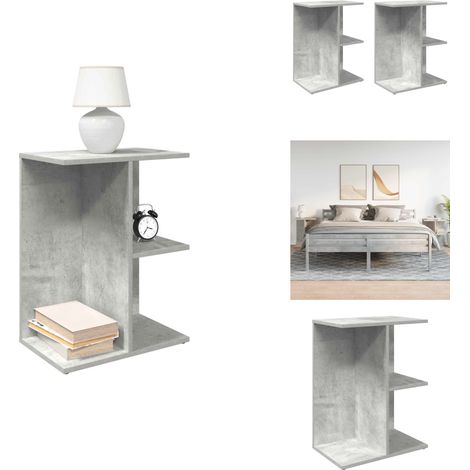 Nachttische 2 Stk. Betongrau 46,5x29x61 cm Holzwerkstoff - Nachttisch - Nachttischschränke - Nachtschrank - Bettschrank (1/5)