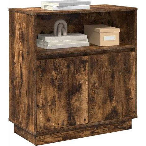 Buffet de Cuisine avec Éclairage LED, Meuble Rangement Bas en Bois d'Ingénierie Couleur Chêne Fumé, 71 x 34,5 x 75 cm (1/5)