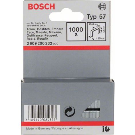 Agrafes à fil plat type 57, 10,6 x 1,25 x 12 mm Bosch 2609200232