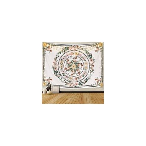 Tapisserie Mandala Fleur Bohème, Plante Esthétique, Tenture Murale pour Chambre ou Salon (130x150cm)