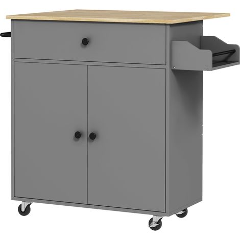 Desserte de cuisine îlot sur roulettes 106 x 42 x 87 cm rangement modulable tiroir contemporain moderne en MDF gris (1/5)