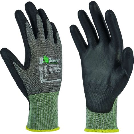 U-Power GUANTI DA LAVORO ANTITAGLIO B SAMBA IN NYLON/PU- FOAM Col. Grigio/Verde tg. 10 - 12 paia
