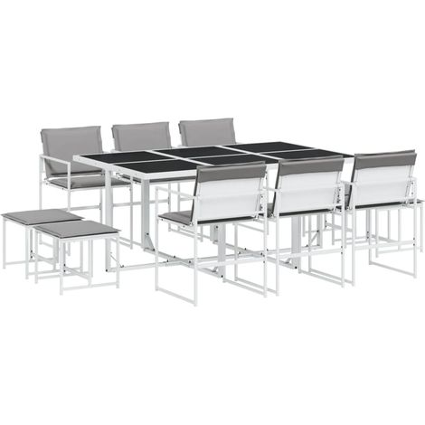 Maison Exclusive - Set da Pranzo da Giardino 11 pz con Cuscini Bianco in Textilene