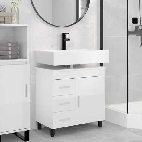 vidaXL Mobiletto da bagno Bianco Lucido 60 x 35 x 60 cm