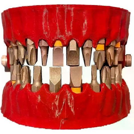 HONORNIC - Porte-embouts de tournevis en plastique amusant, décoratif pour la maison, avec 28 embouts et adaptateurs pour prothèses dentaires. Design original en forme de dents.