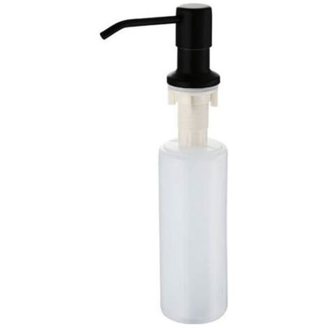 Distributeur Savon Liquide Encastrable avec Bouteille 300ML(Noir), Distributeur Savon de Mousse Evier, Distributeur Liquide Vaisselle Cuisine, Distributeur de Détergent en Acier Inoxydable pour Bains (1/5)