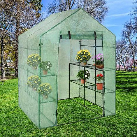 Serre de jardin portable en PVC, mini serre extérieure avec couverture, modèle à entrée directe (1/4)