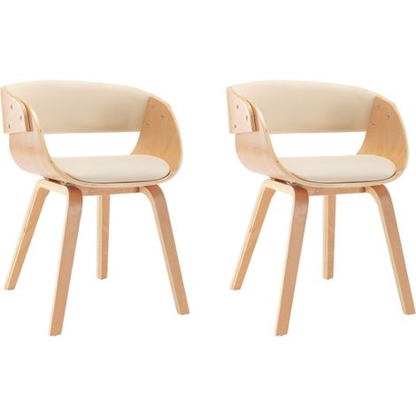 Maison Exclusive - Esszimmerstühle 2 Stk. Creme Bugholz und Kunst