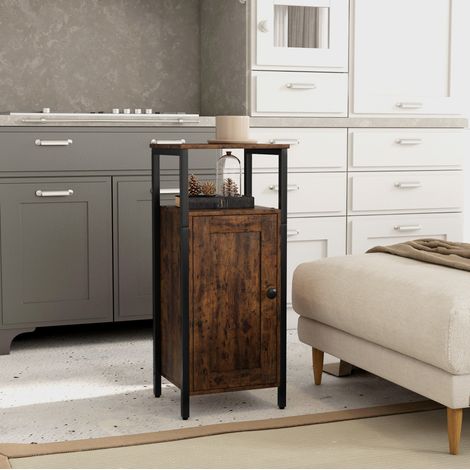 Mueble auxiliar con armario y estantes marrón OKMYHOME (1/4)