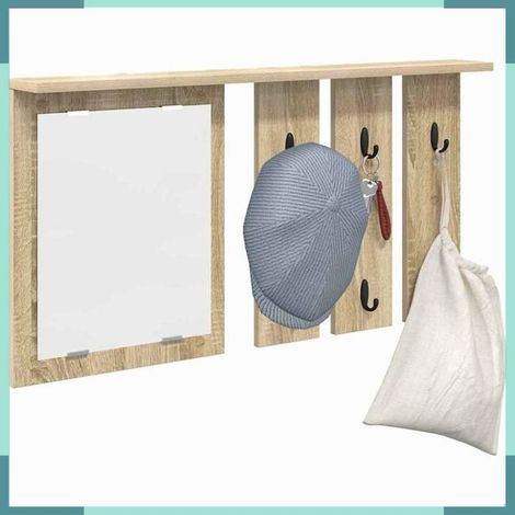 874485 Porte-manteau mural avec étagère Chêne sonoma 85 x 10 x 45 cm (1/5)