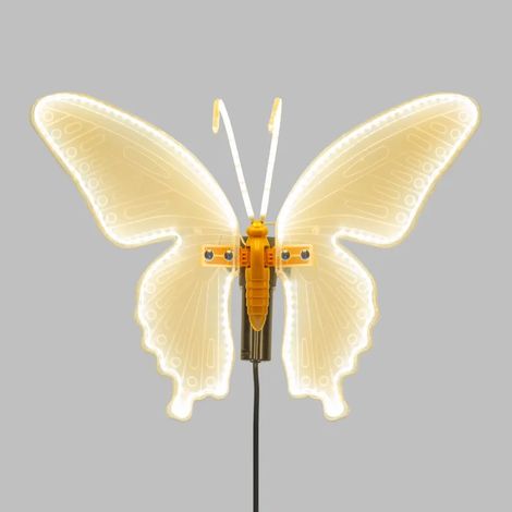 Papillon Lumineux LED 43cm Ailes Mobiles Blanc Chaud Jaune Transparent Série BFY Lotti