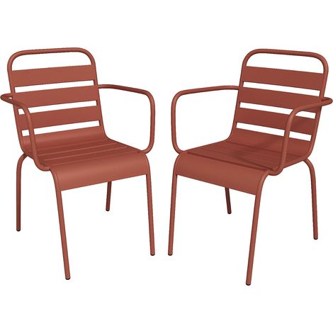 Lot de 2 fauteuils de jardin empilables en métal - Terracotta - MIRMANDE de MYLIA (1/5)