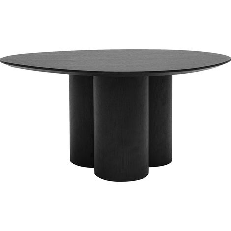 Miliboo – Table basse fixe noire L78 cm – Plateau ovale en panneaux de fibres de bois placage chêne teinté – Design organique et courbes douces (1/5)