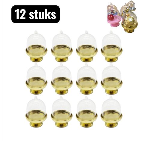 Lot de 12 présentoirs à gâteaux dorés comprenant petits bols à bonbons et coupes à dessert transparentes et brillantes pour fêtes cupcakes desserts confiseries et décoration de table (1/5)