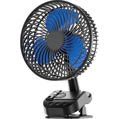 Ventilateur USB, ventilateur à pince, ventilateur à batterie rechargeable, ventilateur de camping, ventilateur à rotation automatique (1/4)