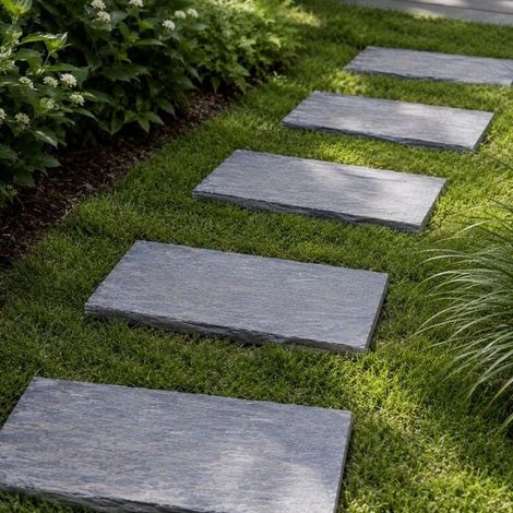 Pas Japonais Rectangle en Schiste 60x30x4-6 cm - À l'unité - Ti'ma Stone (1/5)