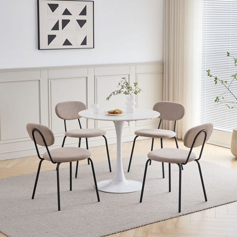 Wokaka  Lot de 4 chaises en bois beige – Style nordique minimaliste – Pieds en métal –  Chaise salle à manger vintage