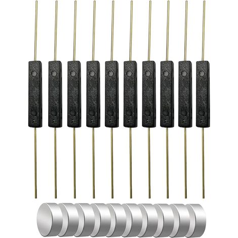 Lot de 10interrupteurs à lames en plastique Contact à lames, Aimant proche – Circuit de connexion, Aimant éloigné – Circuit de coupure, Interrupteur à induction magnétique avec10pcs aimant
