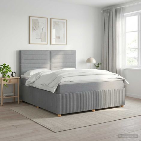 Cama box spring con colchón Gris Claro 140 x 190 cm Tela (1/5)