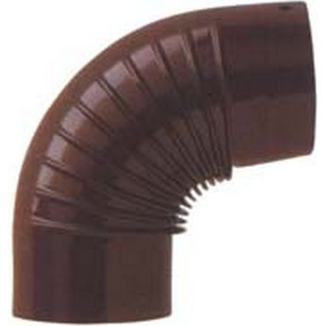 1PZ GOMITO A 90 PORCELLANATO PER STUFE A LEGNA MARRONE LUCIDO -  cm.10