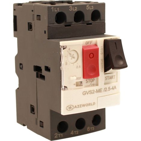 Salvamotore Interruttore Termico di Protezione Motore, 3P 2.5M Regolabile AC 590V Monofase e Trifase IP20 (2,5-4A)