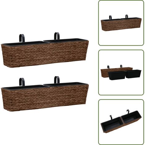 Fioriere con vasi rimovibili - vidaXL Fioriere 2 pz in Giacinto Intrecciato Marrone - Fioriere in acciaio
