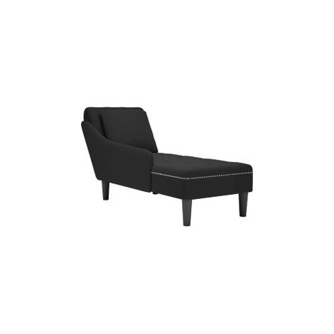 Fauteuil long avec coussin et accoudoir droit noir velours (1/5)