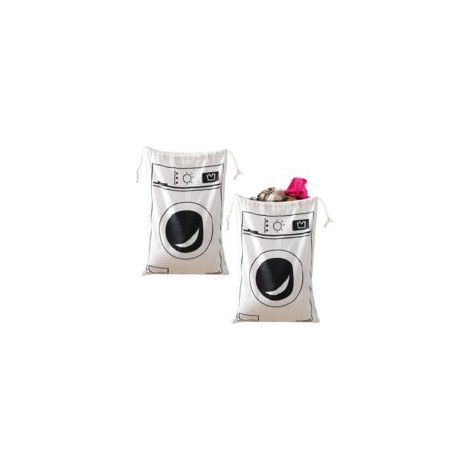 Lot de 2 Sac Linge Sale Voyage Coton 46 X 62 cm,Pochon Linge Sale RéUtilisables,Sac de Rangement Avec Cordon,Lavable Sacs à Linges Pliable,Laundry Bag Travel,Sacs Portable pour Vêtement-Blancs (1/5)