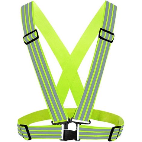Gilet de sécurité réfléchissant haute visibilité 2 pièces, gilet de sécurité réglable pour la course, le cyclisme et les motos,de (1/5)