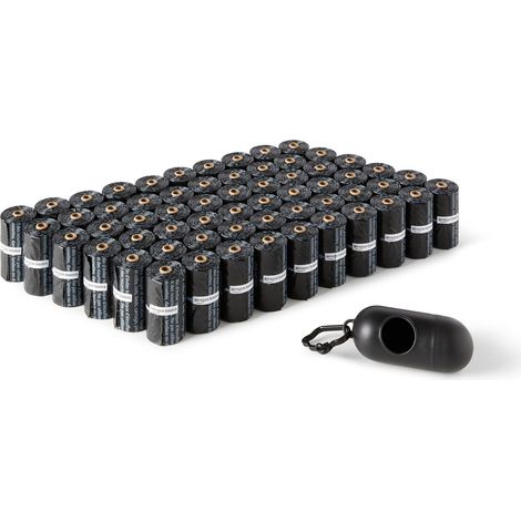 Lot de 900 sacs à déjections canines avec distributeur et clip pour laisse, Sans parfum, 60 paquets de 15 (1/5)