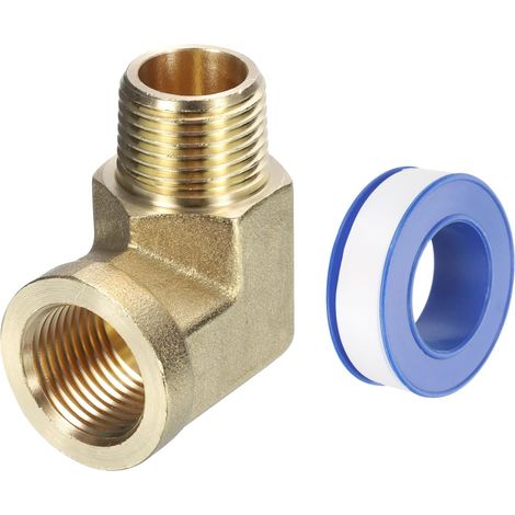 Raccords de Tuyau en Laiton 3/8 Pouce Mpt Mâle x Fpt Femelle, 1 Pièce Coude à 90 Degrés pour Tuyauterie Forgés Adaptateur Gaz, Air, Huile, Propane - (1/5)