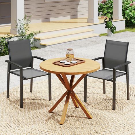 Set 2 Sedie da Giardino Impilabili con Seduta Traspirante, in Alluminio e Textilene, 56x58x89 cm, Grigio Carbone