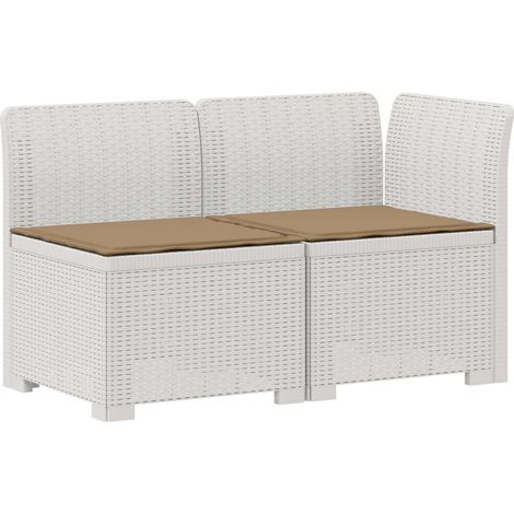 Maison Exclusive - 2-Sitzer Garten-Sofa mit Kissen Rattan-Look PP (1/5)