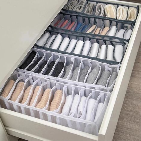 Lot de 2 boîtes de rangement pliables pour vêtements, sous-vêtements et autres articles de rangement. Organisateur de tiroir, jeans et penderie - 9 compartiments (1/5)