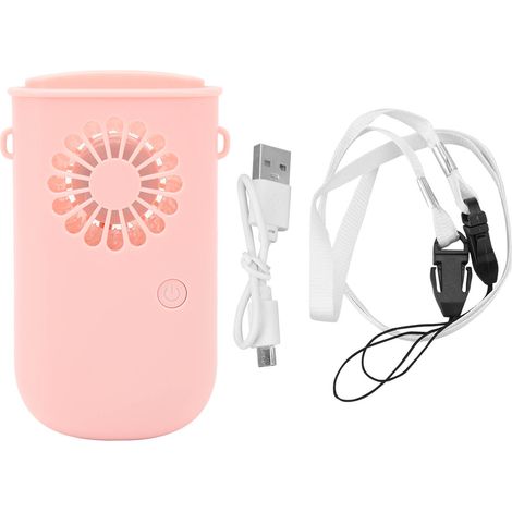 Collier ventilateur portable rechargeable 800mAh 3 vitesses mini ventilateur cou pour bureau camping randonnée rose (1/5)