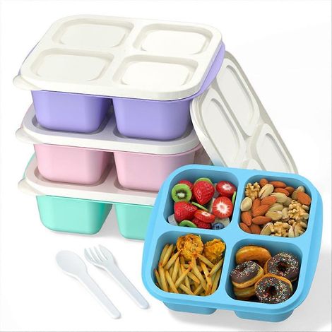 Repas préparation récipients 4 lot 4 compartiments bento boîte repas (1/5)