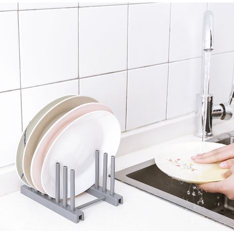 Étagère à assiettes en bambou, support pour vaisselle, organisateur de rangement pour placard de cuisine (1/5)