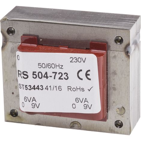 Transformateur pour circuit imprimé, Vin V c.a., Vout 9V c.a., 2 sorties, 12VA ( Prix pour 1 )