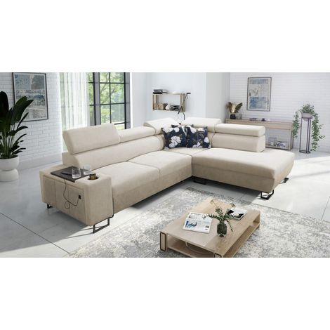 Modernes Luxus-Ecksofa mit Schlaffunktion MELODY VII Tauro/Freya Beige Rechts (1/5)